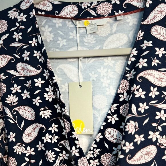 Boden Easy Fixed Wrap Jersey Dress French Navy, Flower Garden Size 8 - Picture 5 of 8